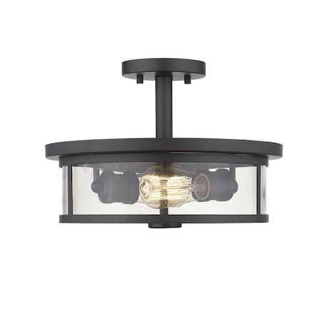 Z-Lite Savannah 2 Light Semi Flush Mount, Bronze & Clear 462SF14-BRZ